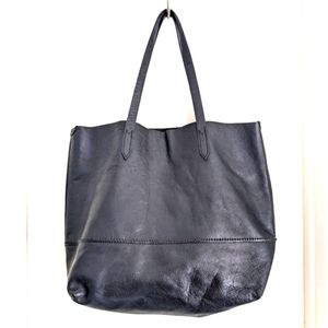 J.Crew Black Leather Downing Tote Bag
